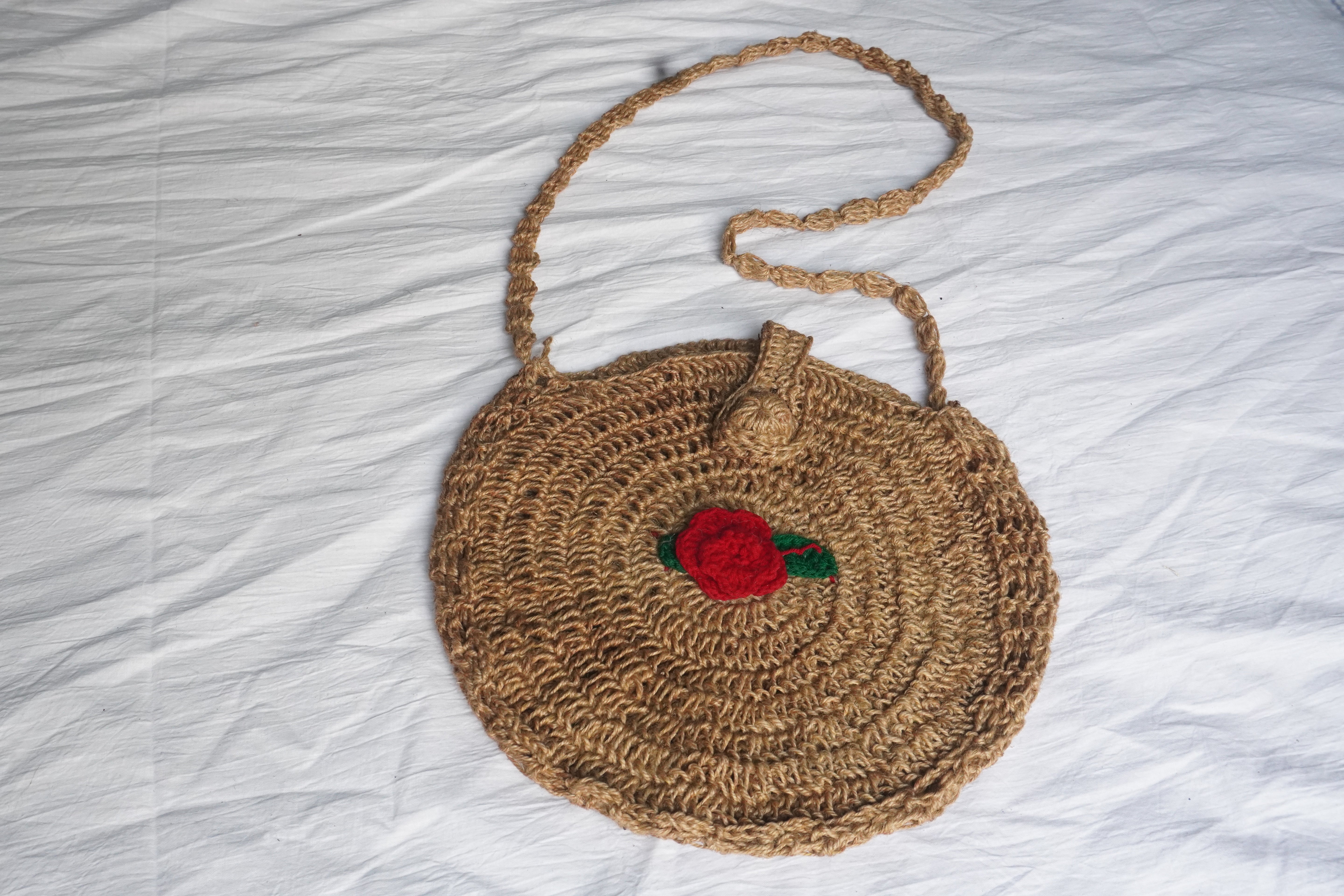 Jute Embellished Sling Bag