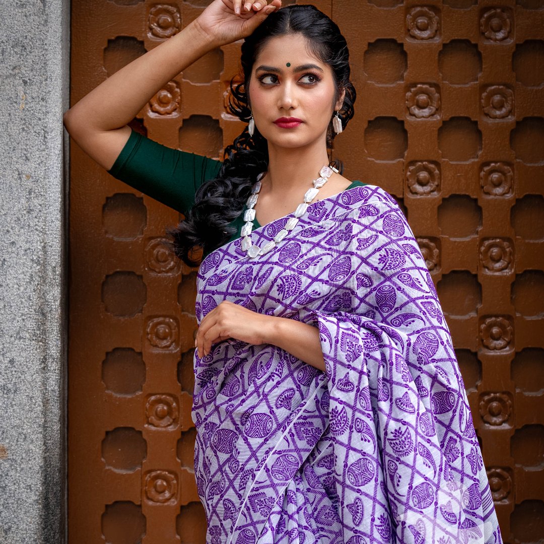 Sanskriti Handwoven Traditional Gamusa Saree from Assam