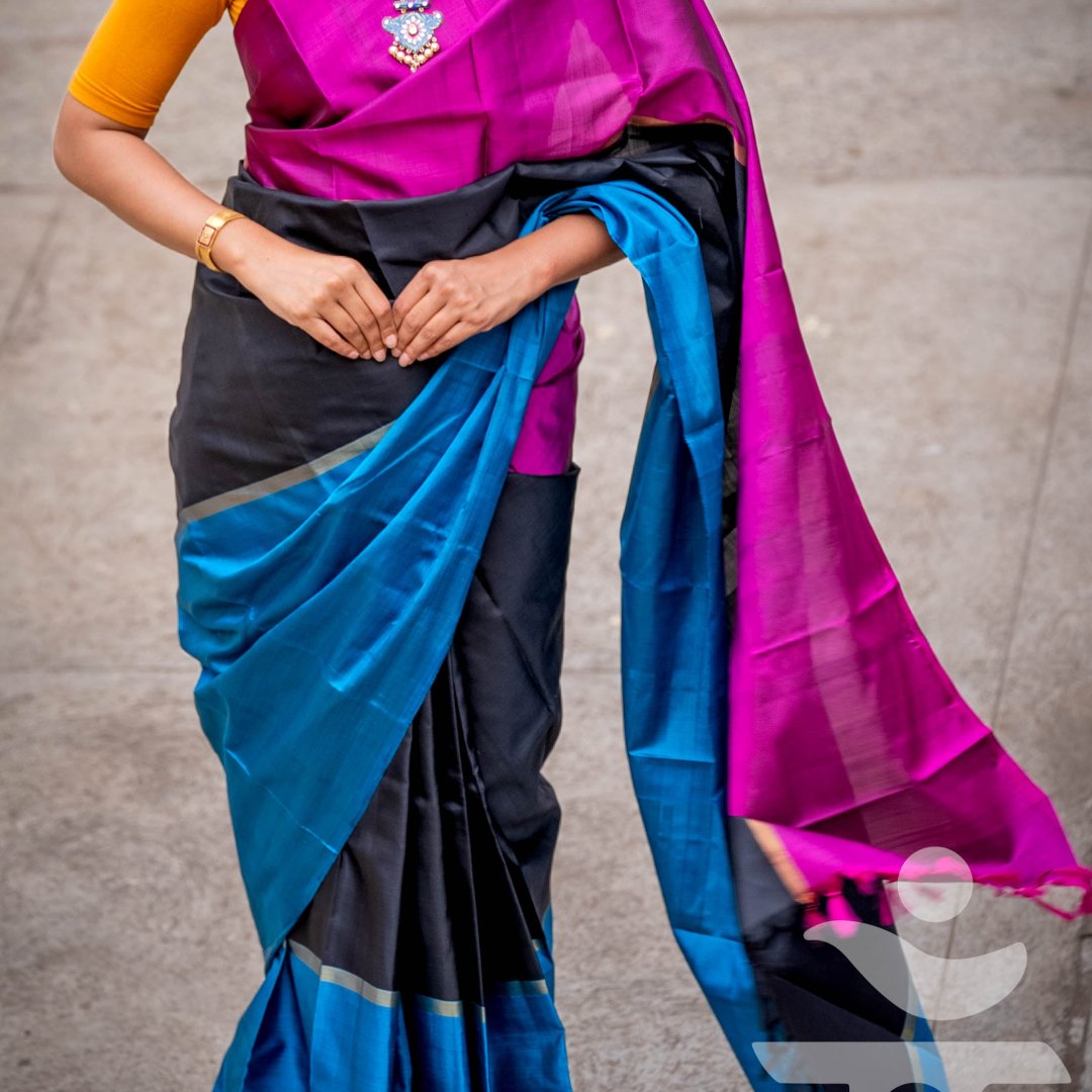 Sanskriti  Handwoven Pure Kanchipuram Mubbagam Exclusive silk saree