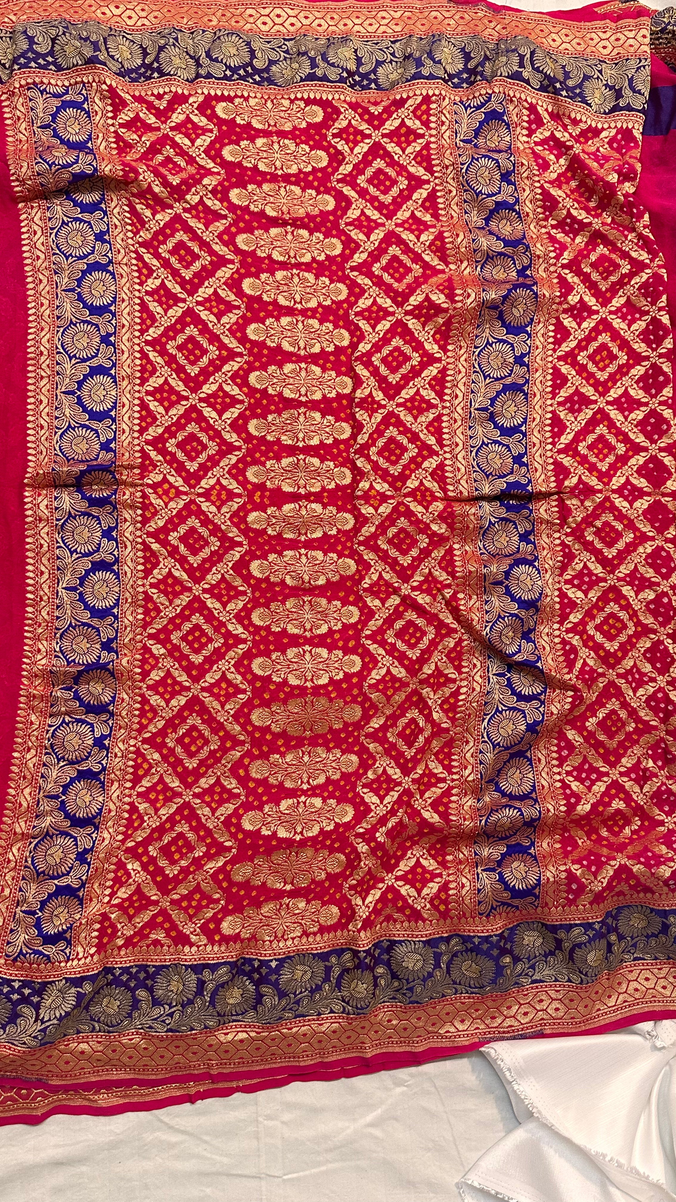 Sanskriti Handwoven Pure Khadi Georgette Banarasi Saree (DASAMI)