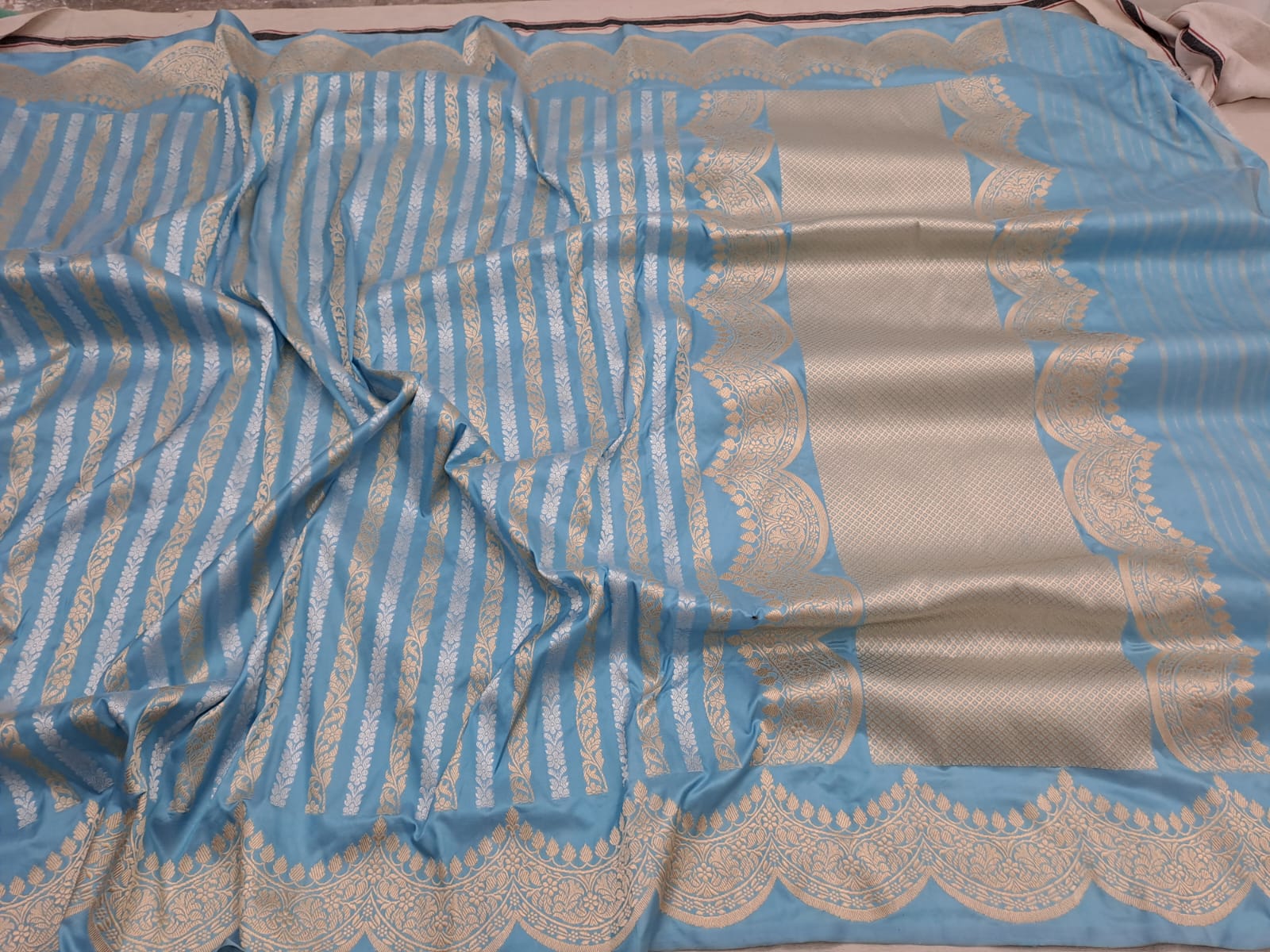 Sanskriti Handloom Pure Banarasi Katan Silk Sare-Sky