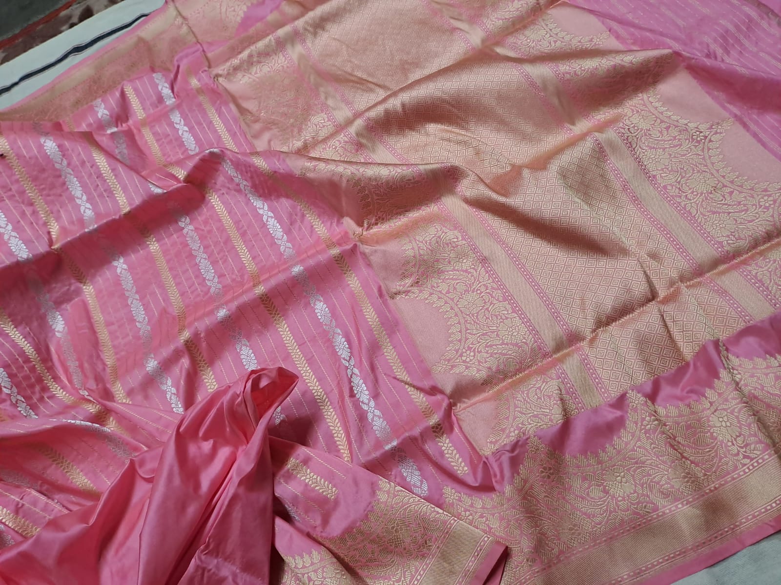 Sanskriti Handloom Pure Banarasi Katan Silk Sare-Light Pink