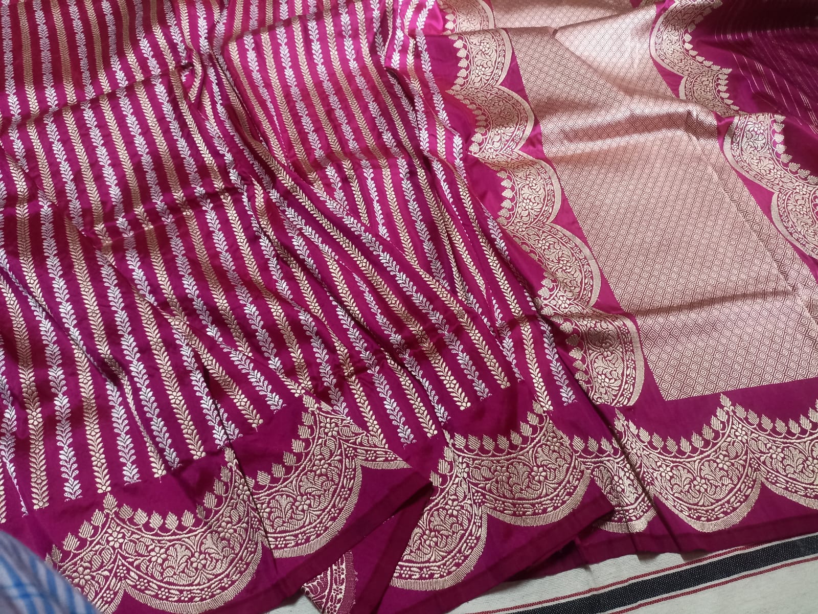 Sanskriti Handloom Pure Banarasi Katan Silk Sare-Wine