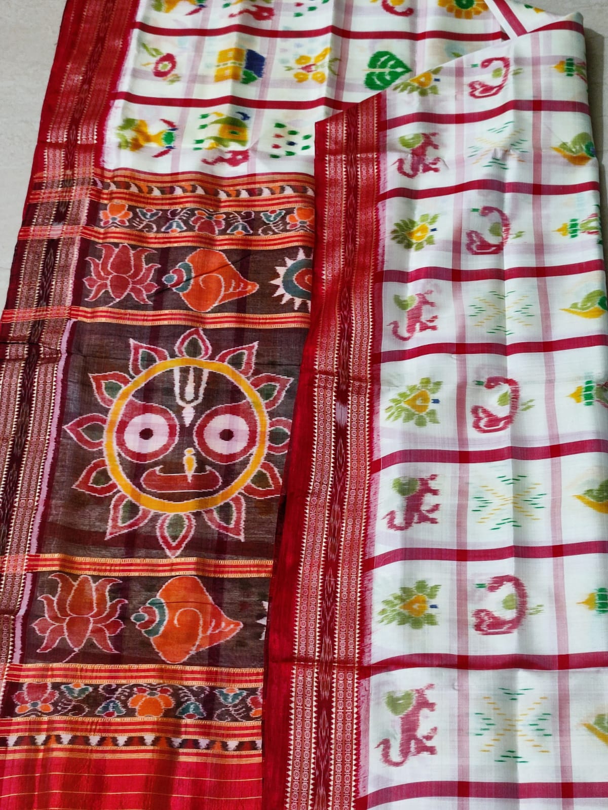 Sanskriti Sambalpuri handloom  mulberry Khandua Silk saree