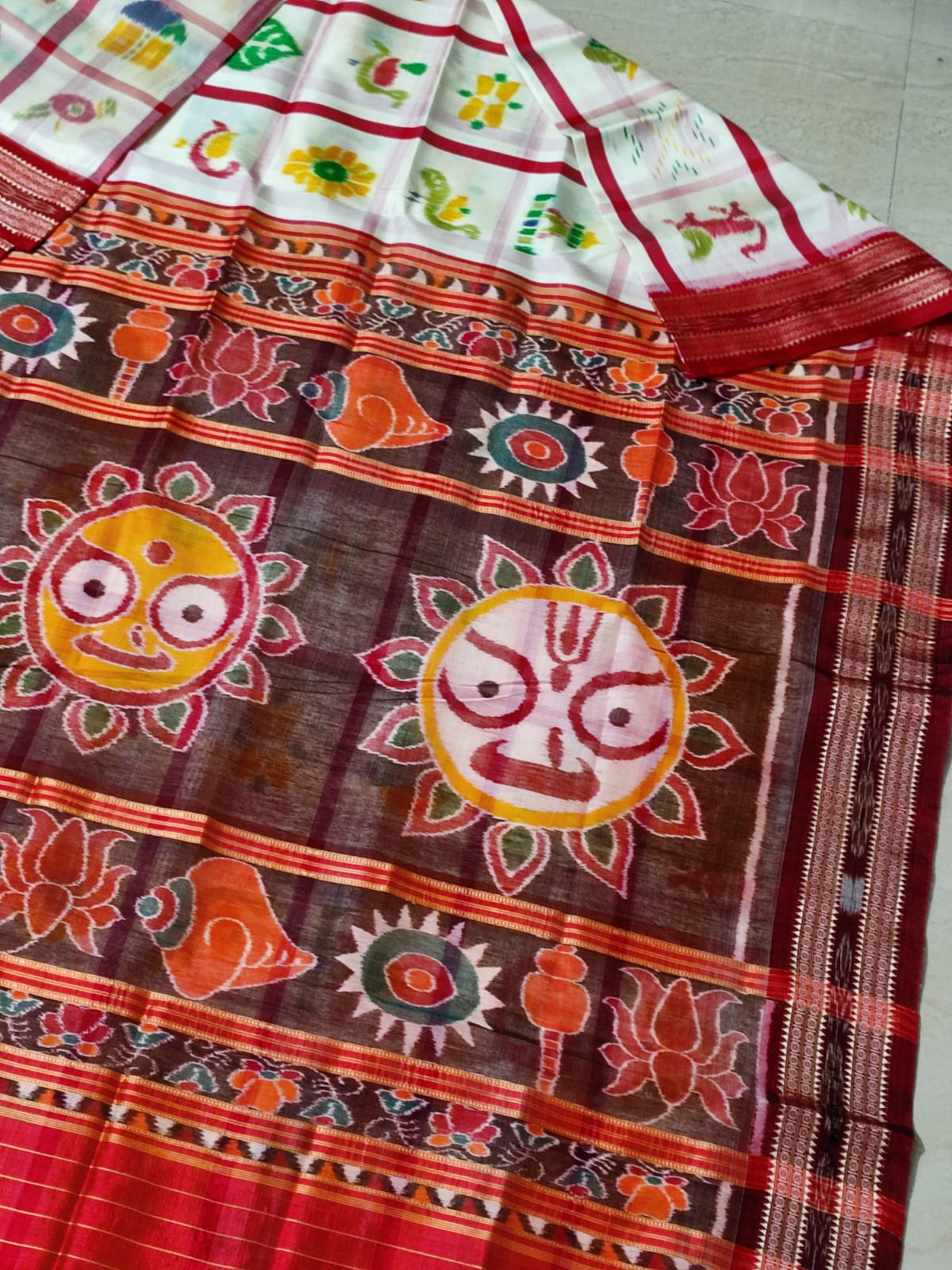 Sanskriti Sambalpuri handloom  mulberry Khandua Silk saree