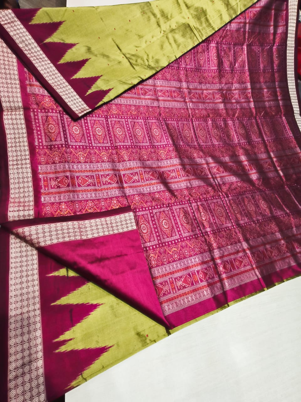 Sanskriti Sambalpuri handloom double ikkkat cum Bomkai  Silk Saree