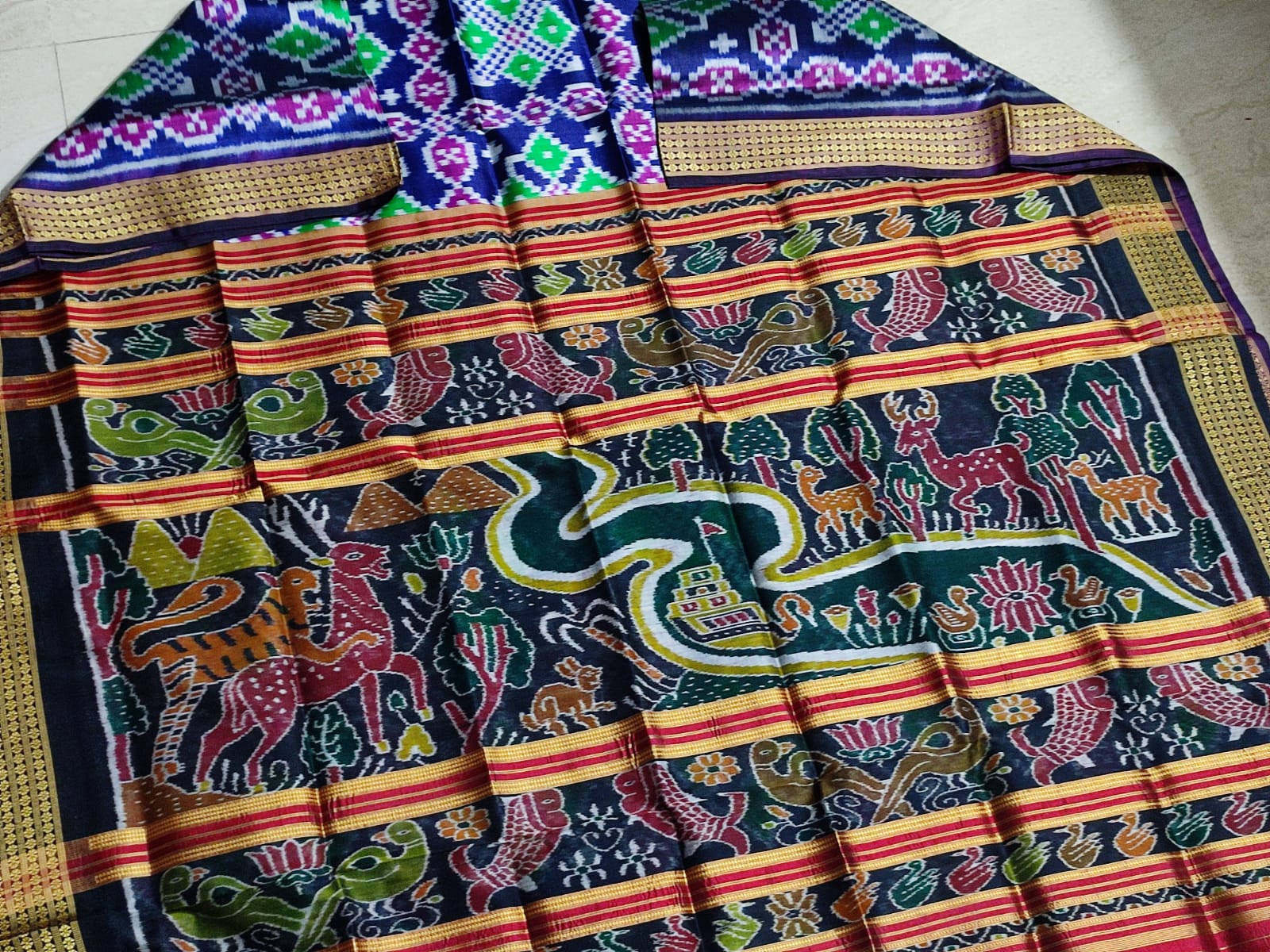 Sanskriti Sambalpuri handloom double ikkkat  Silk Saree