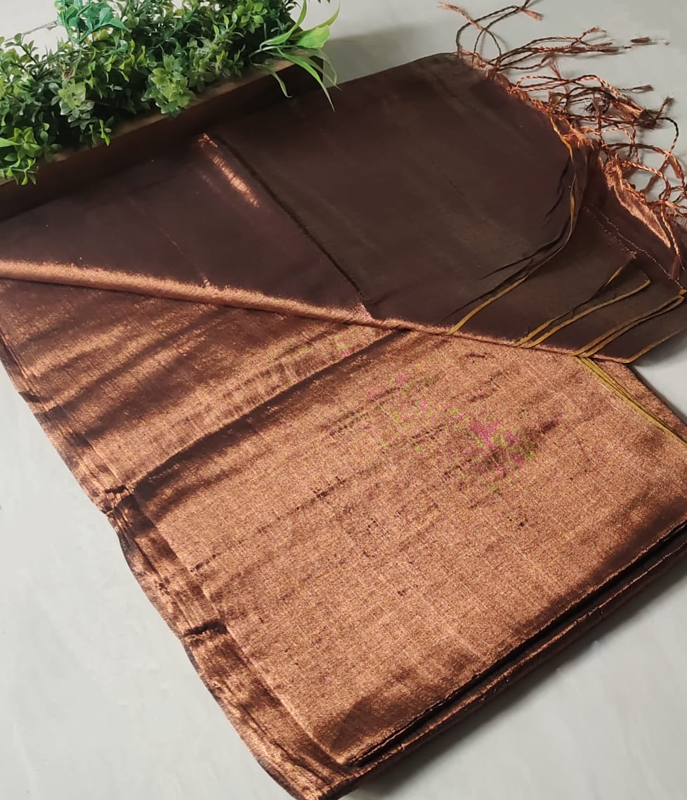 Sanskriti Pure Mulmul raga collection cotton Brown saree