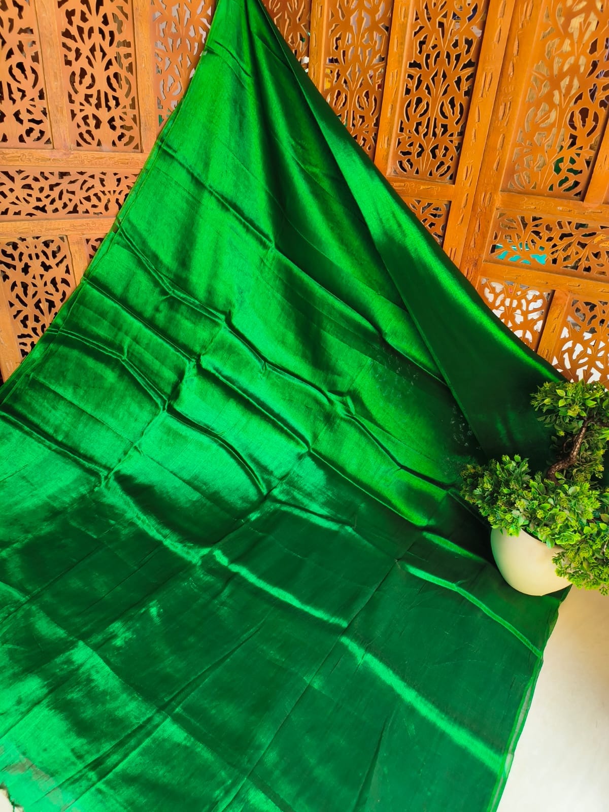 Sanskriti Pure Mulmul raga collection cotton Green saree