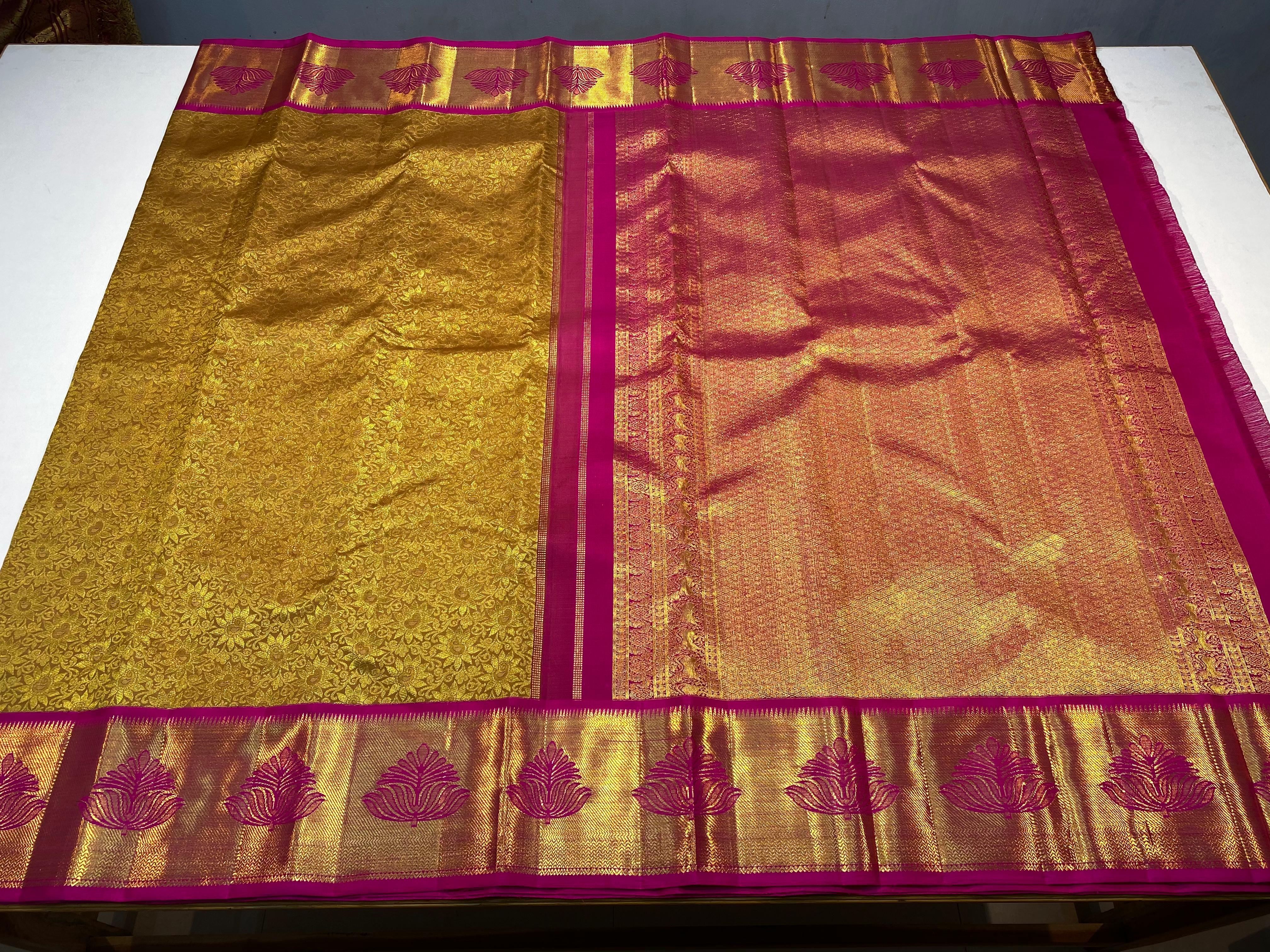 Sanskriti Kanchipuram Handloom Korvai Bridal silk saree