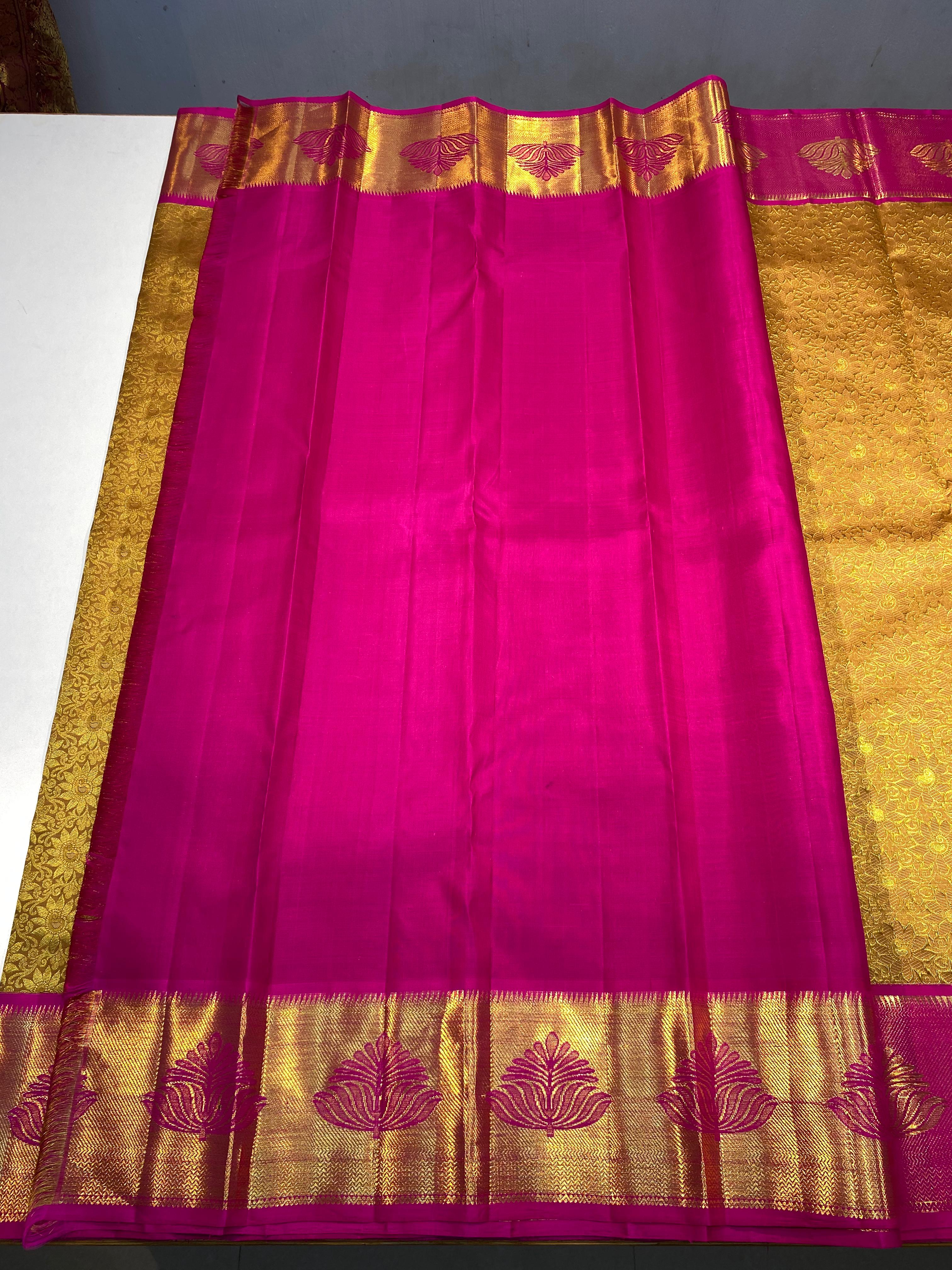 Sanskriti Kanchipuram Handloom Korvai Bridal silk saree