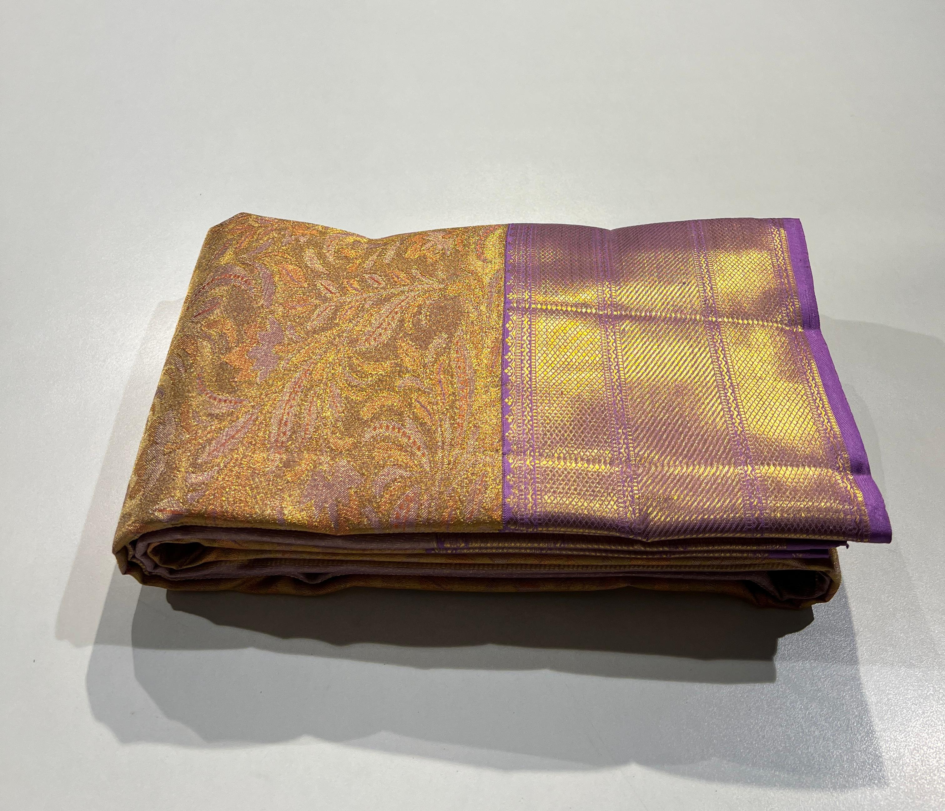 Sanskriti Kanchipuram Handloom Gold Tissue silk saree