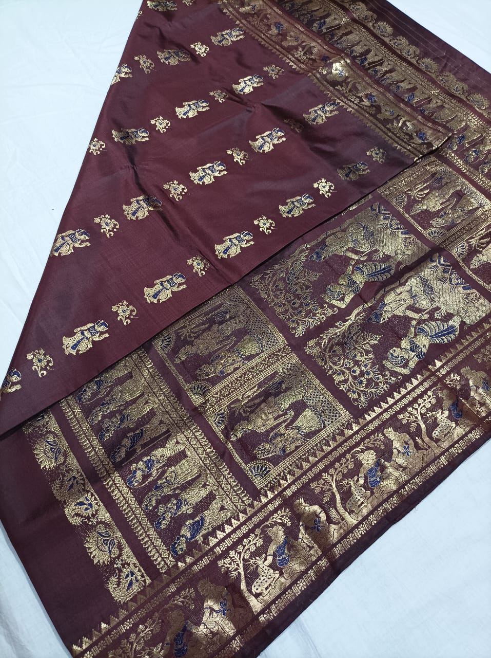 Sanskriti Bishnupuri pure katan Silk  Baluchari saree (Silk mark certified)