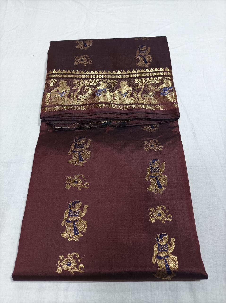 Sanskriti Bishnupuri pure katan Silk  Baluchari saree (Silk mark certified)