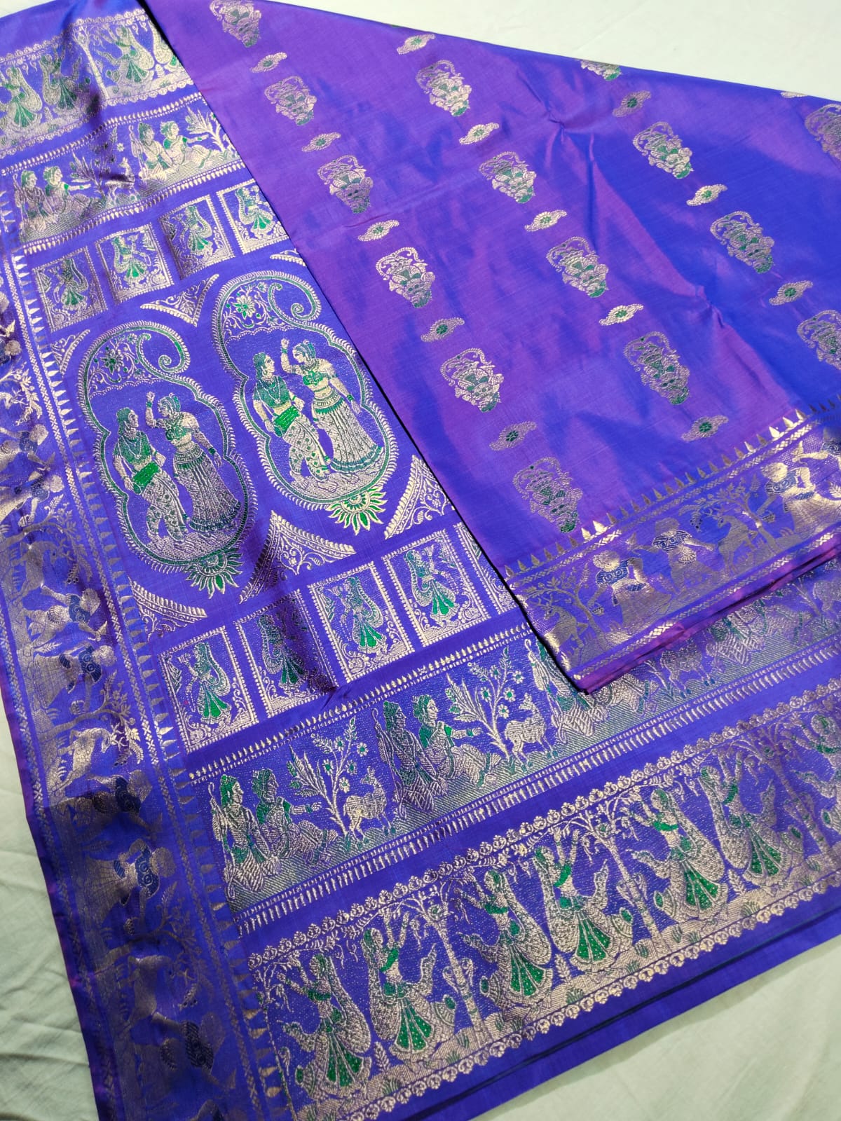 Pure Bishnupuri Katan silk  Baluchuri saree with silk mark certified (ASHTAMI)